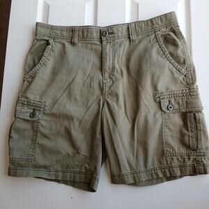 St. John's Bay Khaki Cargo Shorts 38 Comfort Stretch button pockets cotton blend